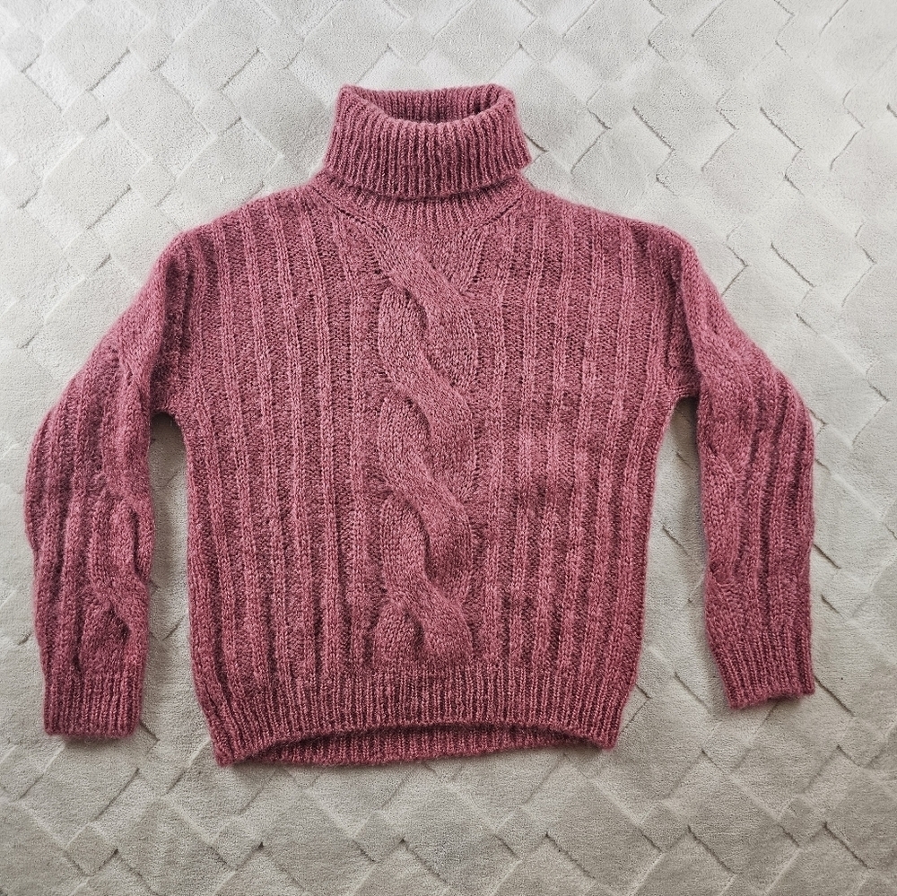 MaxMara Mohair Blend Cable Knit Turtleneck Sweater Womens Large